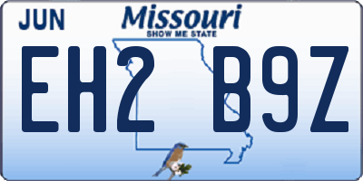 MO license plate EH2B9Z