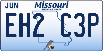 MO license plate EH2C3P