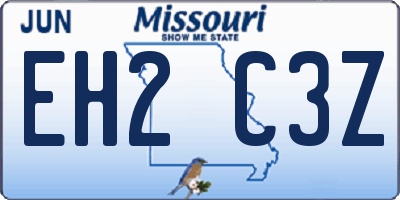 MO license plate EH2C3Z
