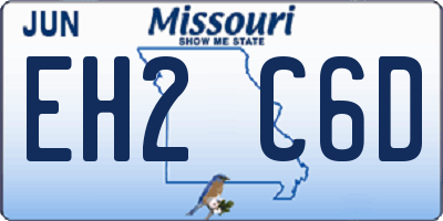 MO license plate EH2C6D