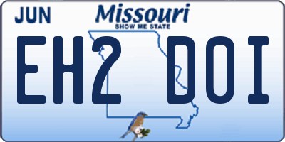 MO license plate EH2D0I