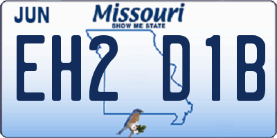 MO license plate EH2D1B