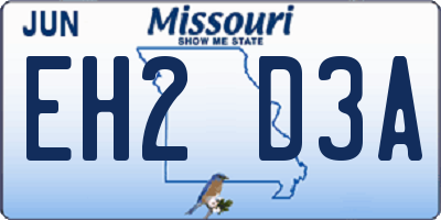 MO license plate EH2D3A