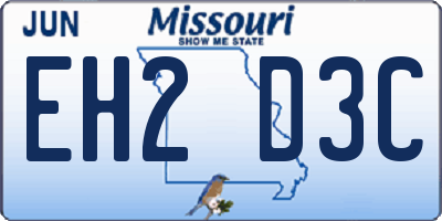 MO license plate EH2D3C