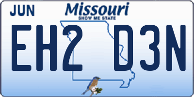 MO license plate EH2D3N