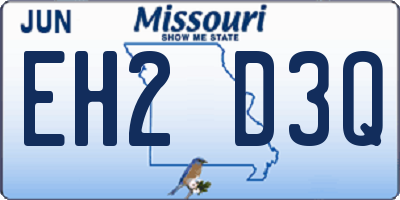 MO license plate EH2D3Q