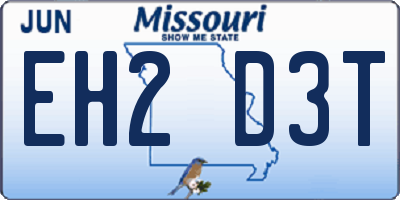 MO license plate EH2D3T