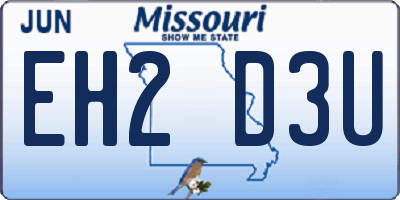 MO license plate EH2D3U