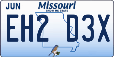 MO license plate EH2D3X