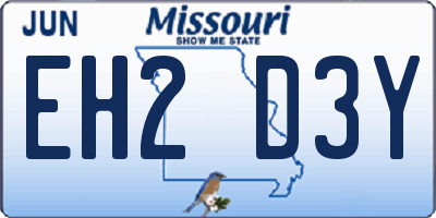 MO license plate EH2D3Y