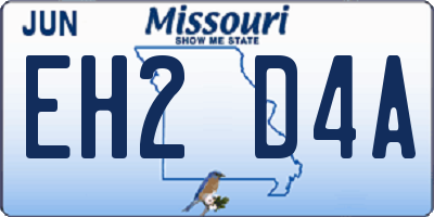MO license plate EH2D4A