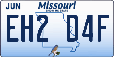 MO license plate EH2D4F