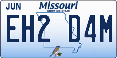 MO license plate EH2D4M