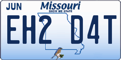 MO license plate EH2D4T