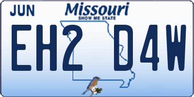 MO license plate EH2D4W