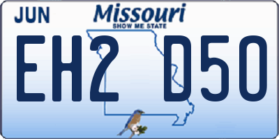 MO license plate EH2D5O