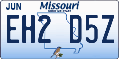 MO license plate EH2D5Z