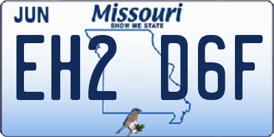 MO license plate EH2D6F