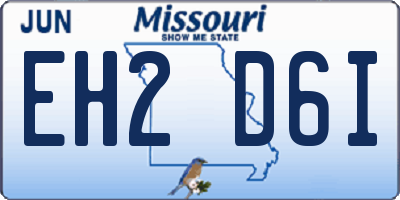 MO license plate EH2D6I