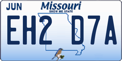 MO license plate EH2D7A