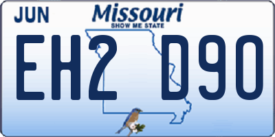 MO license plate EH2D9O
