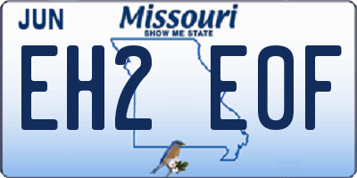 MO license plate EH2E0F
