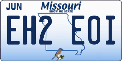 MO license plate EH2E0I