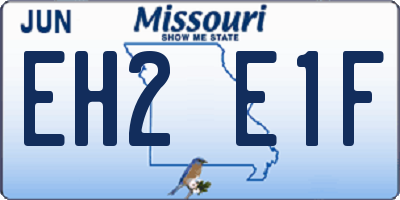 MO license plate EH2E1F