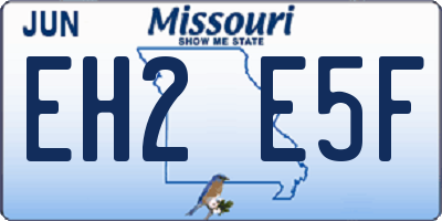 MO license plate EH2E5F