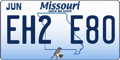 MO license plate EH2E8O