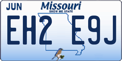 MO license plate EH2E9J