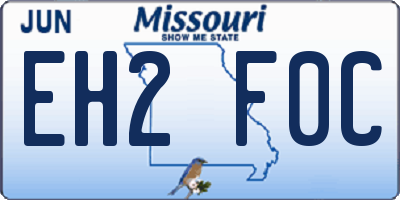 MO license plate EH2F0C