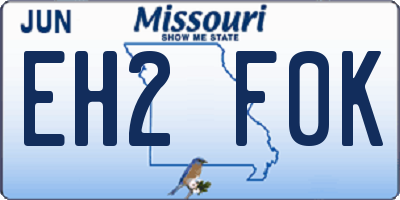 MO license plate EH2F0K