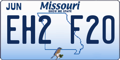 MO license plate EH2F2O
