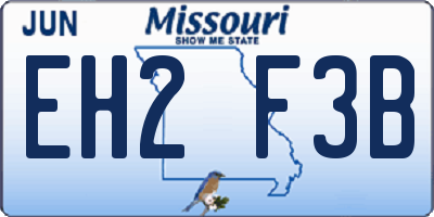 MO license plate EH2F3B