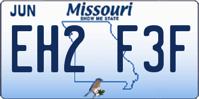MO license plate EH2F3F