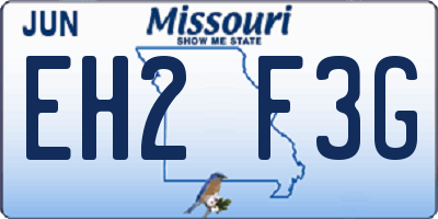 MO license plate EH2F3G