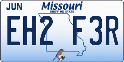 MO license plate EH2F3R
