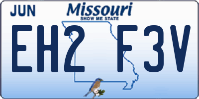 MO license plate EH2F3V
