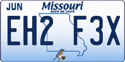 MO license plate EH2F3X