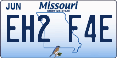 MO license plate EH2F4E