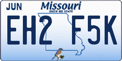 MO license plate EH2F5K