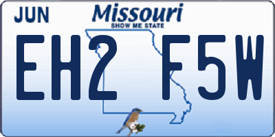 MO license plate EH2F5W