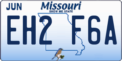 MO license plate EH2F6A