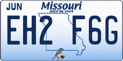 MO license plate EH2F6G