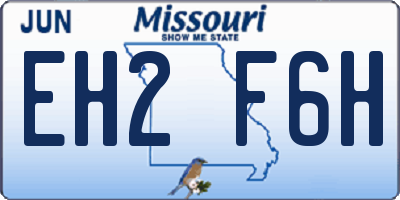 MO license plate EH2F6H