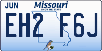 MO license plate EH2F6J