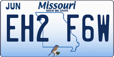 MO license plate EH2F6W
