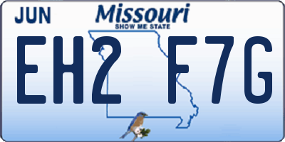 MO license plate EH2F7G