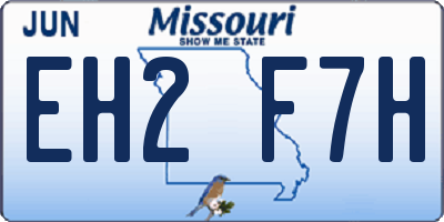MO license plate EH2F7H
